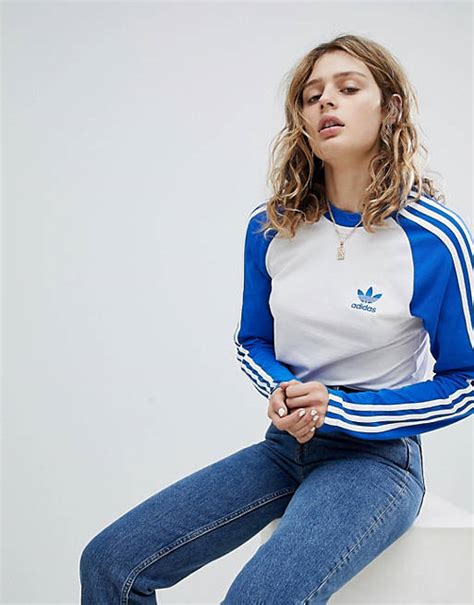 adidas originals adicolor raglantop met drie strepen in blauw|adicolor originals.